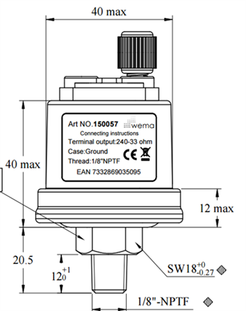 Oljetrycksgivare 5 bar 1/8" NPTF